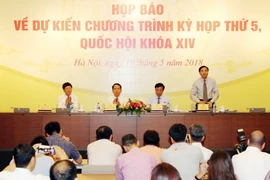Quang cảnh buổi họp báo. (Ảnh: Trọng Đức/TTXVN)