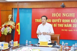 Ông Phan Đình Trạc, Bí thư Trung ương Đảng, Trưởng Ban Nội chính Trung ương, Trưởng đoàn kiểm tra phát biểu. (Ảnh: Minh Quyết/TTXVN)
