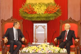 Tổng Bí thư Nguyễn Phú Trọng tiếp Bộ trưởng Ngoại giao Liên bang Nga Sergey Lavrov thăm chính thức Việt Nam. (Ảnh: Trí Dũng/TTXVN)