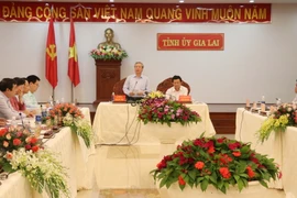 Ông Trần Quốc Vượng, Ủy viên Bộ Chính trị, Thường trực Ban Bí thư phát biểu tại buổi làm việc. (Ảnh: Hoài Nam/TTXVN)