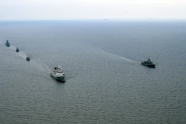 Các tàu tham gia cuộc tập trận. (Nguồn: mil.gov.ua)