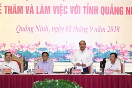 Thủ tướng Nguyễn Xuân Phúc phát biểu tại buổi làm việc. (Ảnh: Thống Nhất/TTXVN)