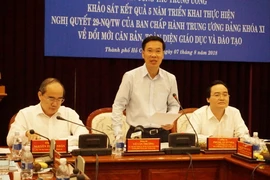 Ông Võ Văn Thưởng phát biểu tại buổi làm việc. (Ảnh: Thu Hoài/TTXVN)