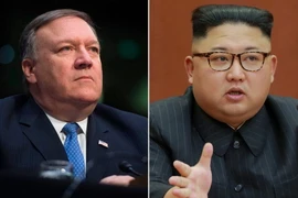 Ông Mike Pompeo (trái) bí mật thăm Triều Tiên, gặp nhà lãnh đạo Kim Jong-un. (Nguồn: KCNA/Reuters/TTXVN)