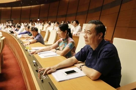 Đại biểu Quốc hội bấm nút thông qua một dự luật. (Ảnh: Phương Hoa/TTXVN)