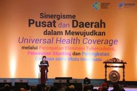 Bộ trưởng Y tế Indonesia Nila Moeloek phát biểu khai mạc. (Ảnh: Đỗ Quyên-Trần Chiến/Vietnam+)