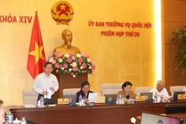 Phó Chủ tịch Quốc hội Phùng Quốc Hiển điều hành phiên họp. (Ảnh: Dương Giang/TTXVN)