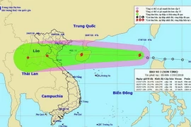 Đường đi và vị trí cơn bão. (Nguồn: Trung tâm Dự báo Khí tượng Thủy văn Quốc gia)