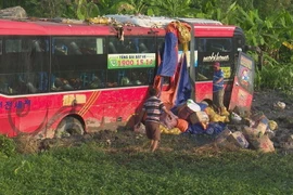 Hiện trường vụ tai nạn. (Ảnh: Xuân Triệu/TTXVN)