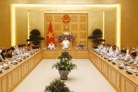 Phó Thủ tướng Vương Đình Huệ chủ trì cuộc họp Ban chỉ đạo phòng, chống rửa tiền. (Ảnh: Lâm Khánh/TTXVN)