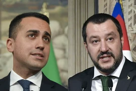 Lãnh đạo M5S Luigi Di Maio (trái) và lãnh đạo đảng cực hữu Liên đoàn Matteo Salvini (phải). (Nguồn: AFP/TTXVN)