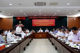 Giám đốc Cơ quan TTXVN Việt Nam khu vực phía Nam Nguyễn Quốc Tuấn phát biểu tại buổi gặp gỡ. (Ảnh: Thanh Vũ/TTXVN)