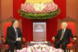 Tổng Bí thư Nguyễn Phú Trọng tiếp Ngoại trưởng Hoa Kỳ Mike Pompeo thăm chính thức Việt Nam. (Ảnh: Trí Dũng/TTXVN)