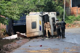 Hiện trường vụ tai nạn. (Ảnh: K GỬIH/TTXVN)