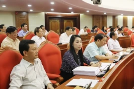 Các đại biểu làm việc tại Hội trường thảo luận về Đề án cải cách chính sách bảo hiểm xã hội. (Ảnh: Phương Hoa/TTXVN)
