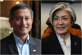 Ngoại trưởng Hàn Quốc Kang Kyung-wha (phải) và người đồng cấp Singapore Vivian Balakrishnan. (Nguồn: The Straits Times)