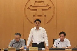 Chủ tịch Ủy ban Nhân dân thành phố Hà Nội Nguyễn Đức Chung phát biểu chỉ đạo hội nghị. (Ảnh: Đỗ Phương Anh/TTXVN)