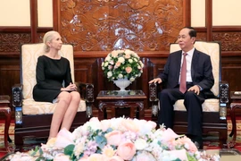 Chủ tịch nước Trần Đại Quang tiếp bà Siren Gjerme Eriksen, Đại sứ Na Uy tại Việt Nam đến chào từ biệt. (Ảnh: Nhan Sáng/TTXVN)