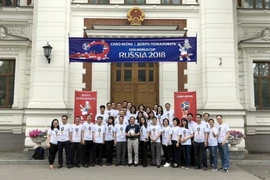 Đại sứ quán Việt Nam tại Liên bang Nga đã tổ chức phát động cổ vũ Vòng chung kết bóng đá thế giới 2018. (Ảnh: Lê Quang Vinh/TTXVN)