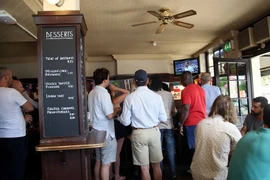 Cổ động viên Anh xem đội nhà thi đấu. (Ảnh: Tuấn Anh/Vietnam+)