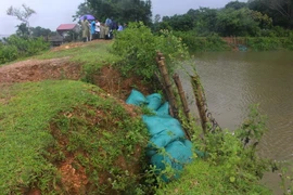Hồ Yên Lão tại xã Thành Vân, huyện Thạch Thành, Thanh Hóa bị hư hại nghiêm trọng sau bão số 4. (Ảnh: Trịnh Duy Hưng/TTXVN)