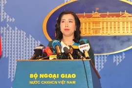 Người Phát ngôn Bộ Ngoại giao Lê Thị Thu Hằng tại cuộc họp báo chiều 14/6. (Ảnh: Nguyễn Khang/TTXVN)