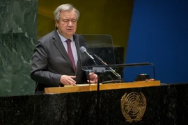 Tổng thư ký Liên hợp quốc Antonio Guterres phát biểu tại trụ sở Liên hợp quốc ở New York, Mỹ. (Ảnh: THX/TTXVN)