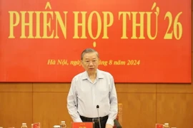Tổng Bí thư, Chủ tịch nước Tô Lâm phát biểu chỉ đạo phiên họp. (Ảnh: Trí Dũng/TTXVN)