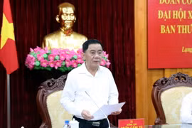 Ông Trần Cẩm Tú, Ủy viên Bộ Chính trị, Bí thư Trung ương Đảng, Chủ nhiệm Ủy ban Kiểm tra Trung ương, Thường trực Tiểu ban Văn kiện Đại hội XIV của Đảng phát biểu tại buổi làm việc. (Ảnh: Văn Đạt/TTXVN)