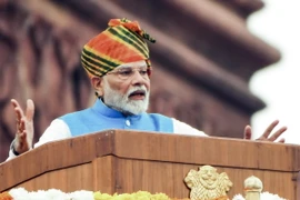 Thủ tướng Ấn Độ Narendra Modi phát biểu tại lễ kỷ niệm lần thứ 78 Ngày Độc lập của Ấn Độ, ở New Delhi. (Ảnh: ANI/TTXVN)