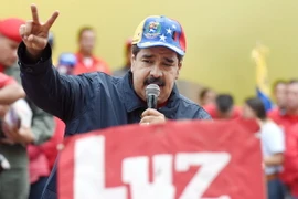 Tổng thống Venezuela Nicolas Maduro phát biểu tại lễ míttinh nhân ngày Quốc tế Lao động ở thủ đô Caracas. (Nguồn: AFP/TTXVN)