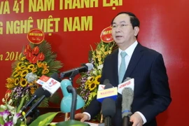 Chủ tịch nước Trần Đại Quang phát biểu tại buổi làm việc. (Ảnh: Nhan Sáng/TTXVN)