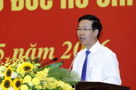 Ông Võ Văn Thưởng, Ủy viên Bộ Cính trị, Bí thư Trung ương Đảng, Trưởng Ban Tuyên giáo Trung ương phát biểu. (Ảnh: An Đăng/TTXVN)