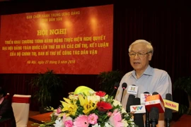 Tổng Bí thư Nguyễn Phú Trọng phát biểu chỉ đạo Hội nghị. (Ảnh: Trí Dũng/TTXVN)