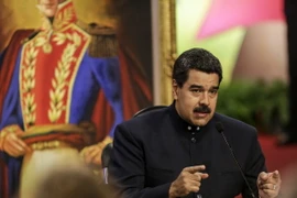 Tổng thống Venezuela Nicolas Maduro phát biểu trong cuộc họp báo ở Caracas. (Nguồn: EPA/TTXVN)