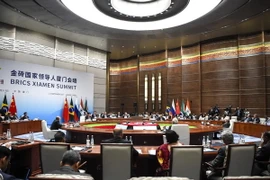 Toàn cảnh phiên họp ngày 4/9 Hội nghị thượng đỉnh BRICS tại Hạ Môn, tỉnh Phúc Kiến, Đông Nam Trung Quốc. (Nguồn: AFP/TTXVN)