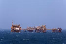 Giàn khoan của Liên doanh Vietsovpetro tại mỏ Bạch Hổ (Bà Rịa-Vũng Tàu). (Ảnh: Huy Hùng/TTXVN)