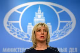 Người phát ngôn Bộ Ngoại giao Nga Maria Zakharova trong cuộc họp báo tại Moskva. 9Ảnh: AFP/TTXVN)