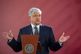 Tổng thống Mexico Andres Manuel Lopez Obrador phát biểu tại Mexico City. (Ảnh: AFP/TTXVN)