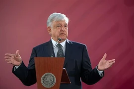 Tổng thống Mexico Andres Manuel Lopez Obrador phát biểu tại Mexico City. (Ảnh: AFP/TTXVN)