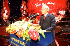 Tổng Bí thư, Chủ tịch nước Nguyễn Phú Trọng phát biểu chúc mừng bà con kiều bào. (Ảnh: Trí Dũng/TTXVN)