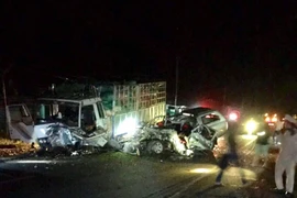 Hiện trường vụ tai nạn. (Ảnh: Dư Toán/TTXVN)