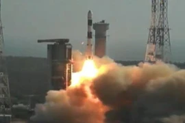 Quang cảnh vụ phóng tại Sriharikota(Nguồn: indiatoday.in)