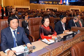 Chủ tịch Quốc hội Nguyễn Thị Kim Ngân dẫn đầu đoàn đại biểu cấp cao Việt Nam dự khai mạc Đại hội đồng lần thứ 140 Liên minh Nghị viện thế giới (IPU-140). (Ảnh: Trọng Đức/TTXVN)