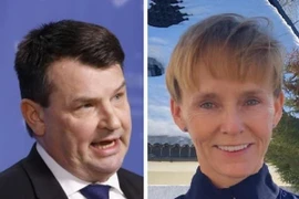 Bộ trưởng Tư pháp Na Uy Tor Mikkel Wara và bà Laila Anita Bertheussen. (Nguồn: EPA)