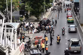 Cảnh sát phong tỏa hiện trường vụ nổ ở Bangkok, Thái Lan, ngày 2/8/2019. (Ảnh: AFP/TTXVN)