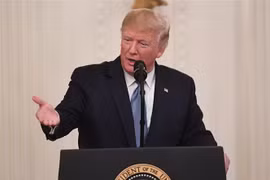 Tổng thống Mỹ Donald Trump phát biểu tại Washington D.C, Mỹ. (Ảnh: AFP/TTXVN)