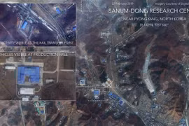Hình ảnh do vệ tinh của công ty Digital Globe chụp vào ngày 22/2/2019 cho thấy hoạt động tại phóng Sanumdong của Triều Tiên. (Ảnh: WFSB/TTXVN)