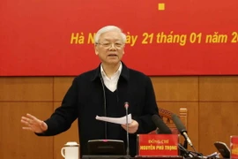 Tổng Bí thư, Chủ tịch nước Nguyễn Phú Trọng phát biểu kết luận phiên họp. (Ảnh: Phương Hoa/TTXVN)