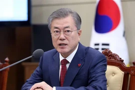 Tổng thống Hàn Quốc Moon Jae-in phát biểu trong cuộc họp tại Seoul, ngày 28/1/2019. (Ảnh: Yonhap/TTXVN)